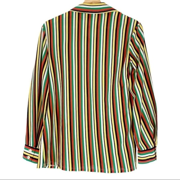 Vintage Bodin Knits Rainbow Striped Button Down Top Size M - Picture 2 of 5